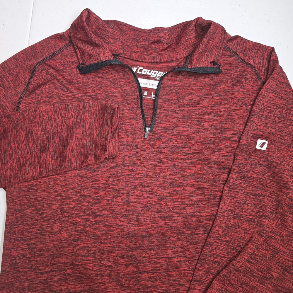 COUGAR Sport Dryformance Men's‎ Medium 1/4 Zip Red Pullover Long Sleeve -967